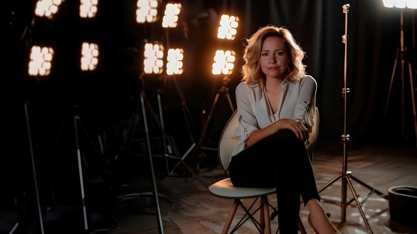 Cassandra Hein on set